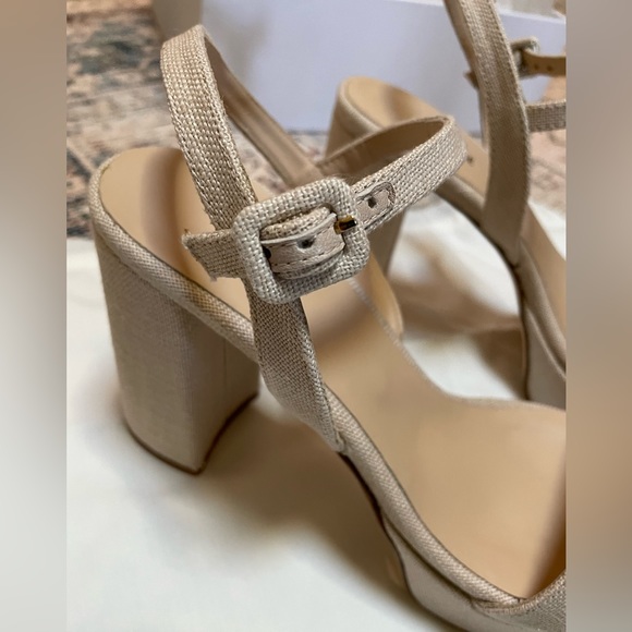 Odila Ecru Odila 70MM Linen Platform Sandals - Picture 3 of 8